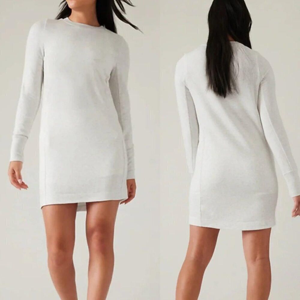 Athleta Heather Gray Coaster Luxe Sweatshirt Dress 37472